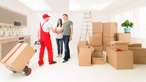 Careful furniture handling during a Mayfair removals job