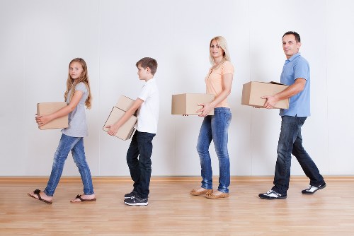 Packed household boxes ready for a Mayfair home move